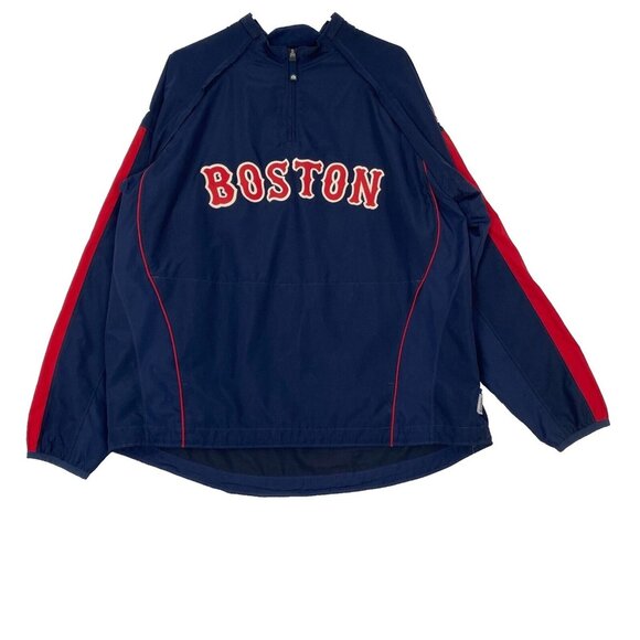 Boston Red Sox Jacket Mens Size L Blue Majestic Cool Base Windbreaker MLB - Picture 1 of 16